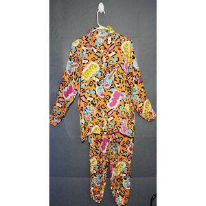 Made in Italy  Fashion 2 Pieces Pants Women's M Orange Jaguar Long Sleeve Button